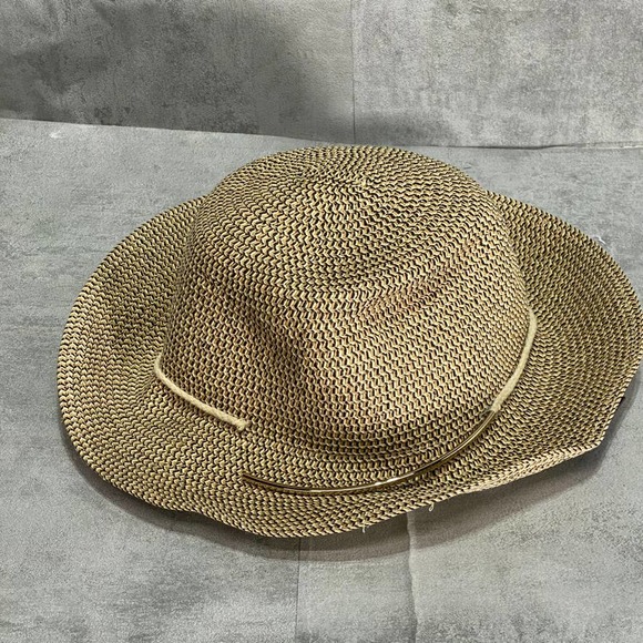 Brown Straw Tweed Cloche Hat 